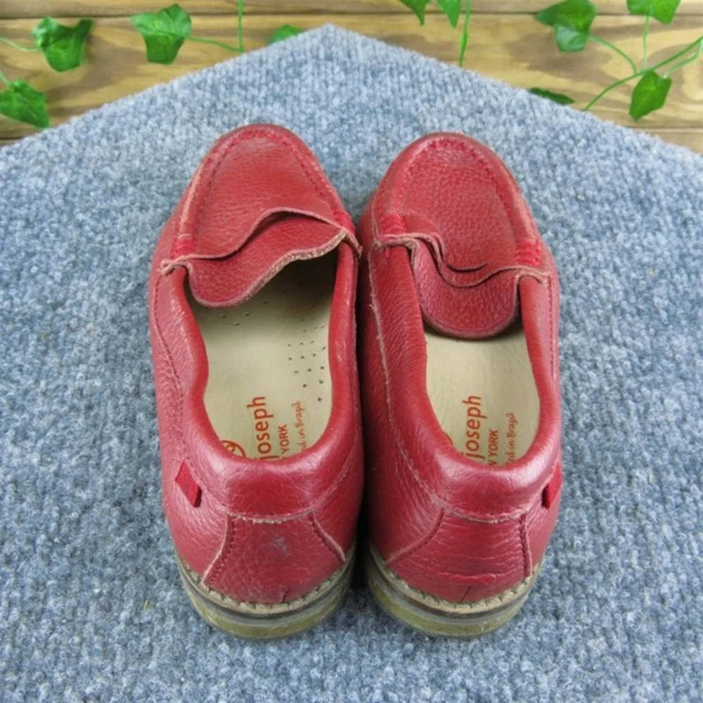 Marc Joseph New York Boys Penny Loafer Shoes Red Leather Slip On Size T 11.5 Med